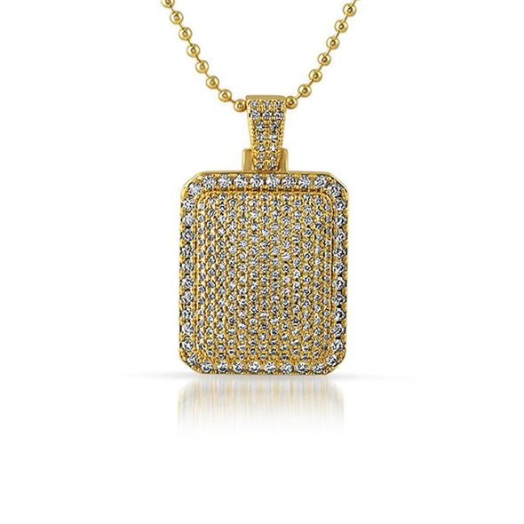 Mini Gold Dog Tag CZ Pendant