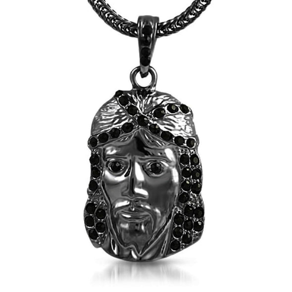 Black Jesus Piece Pendant  Chain Small