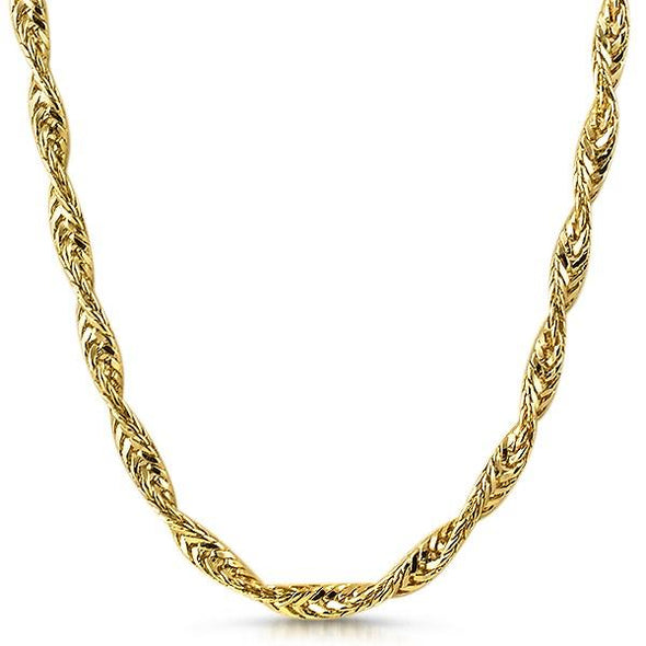Twisted Foxtail Gold Plated Hip Hop Chain