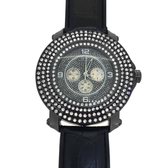 Quadruple Bezel Black Hip Hop Watch