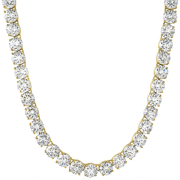 Gold Steel 8MM CZ Bling Bling 1 Row Tennis Chain