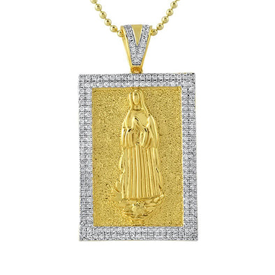 Mary Christian Gold Block CZ Pendant