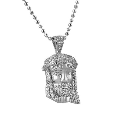 CZ Rhodium Mini Jesus Piece Pendant