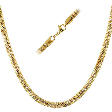 Popcorn IP Gold Stainless Steel Chain Necklace 4MM