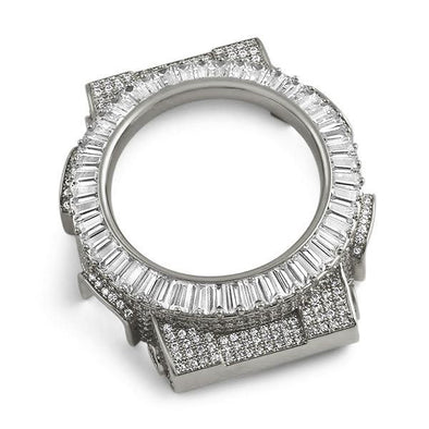 Baguette CZ Rhodium Bezel Case for Casio G Shock GA100