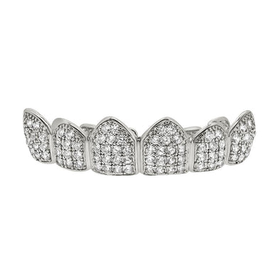 Iced Out Grillz CZ Silver Top Teeth