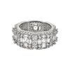 .925 Silver Exotic Baguette Princess Eternity Band CZ Rhodium Ring