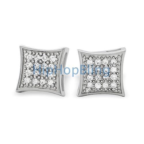 32 Stones Kite CZ Micro Pave Earrings .925 Silver