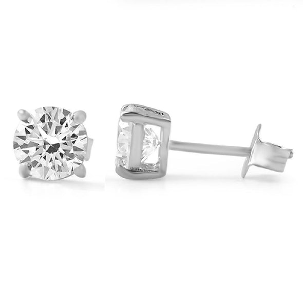 Round Cut CZ Stud Earrings .925 Silver