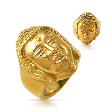 Gold Buddha Ring Stainless Steel