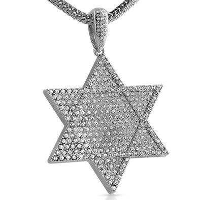 6 Point Star Rhodium Pendant