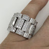 .925 Silver Presidential Link Rhodium CZ Bling Bling Ring