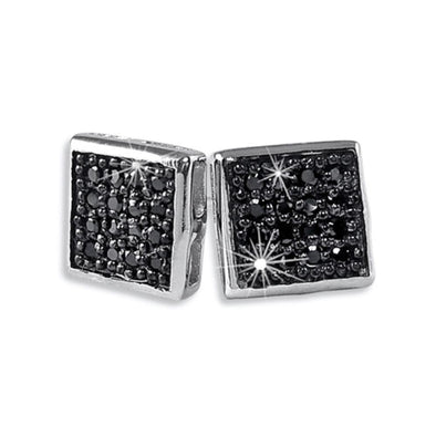 Box 32 Stones Black CZ Micro Pave Earrings .925 Silver