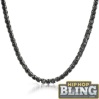 .925 Silver Black CZ 3MM Bling Bling Tennis Chain