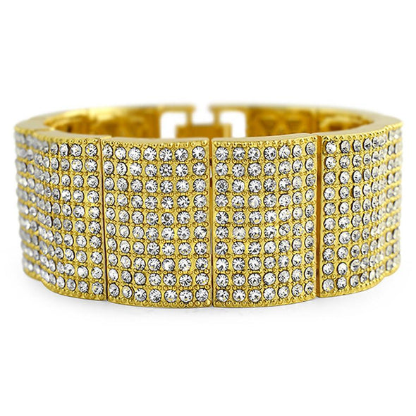 Gold Ice Bump Wide Bracelet