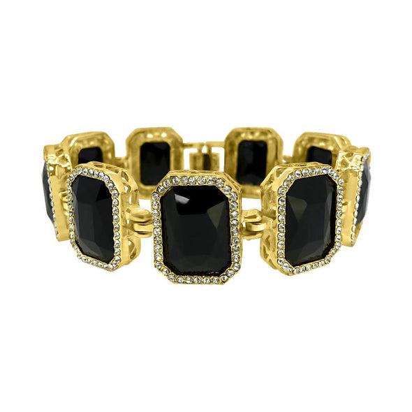 Black Gem Link Gold Bracelet