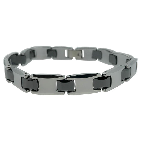 Tungsten Alternating Black Link Bracelet