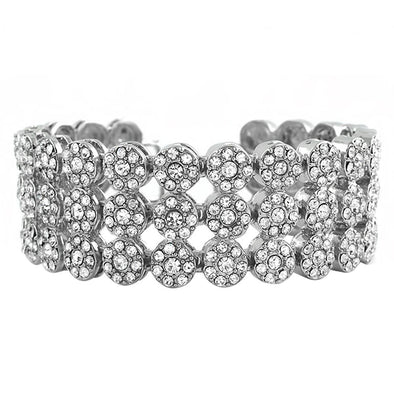 3 Row Cluster Bracelet Rhodium