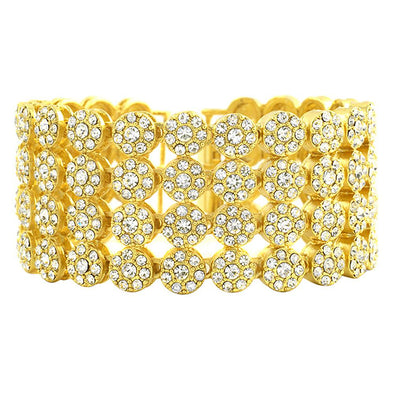 4 Row Cluster Gold Bracelet