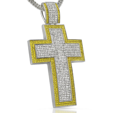 Yellow Border XXL Mega Cross Rhodium