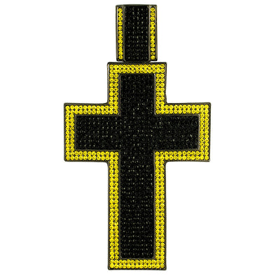 XXL Mega Cross Black and Yellow Bling Bling Pendant