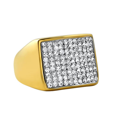 Gold Players Bling Ring Stainless Steel