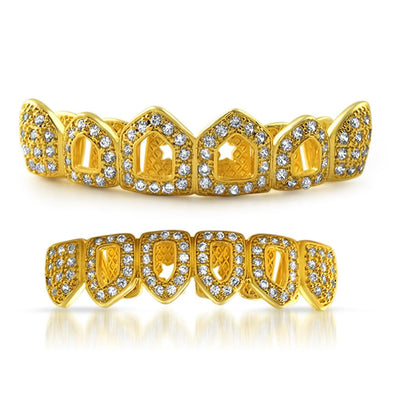 Gold Grillz 4 Open Tooth Bling CZ Set