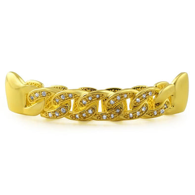 CZ Bling Gold Cuban Grillz Top Teeth