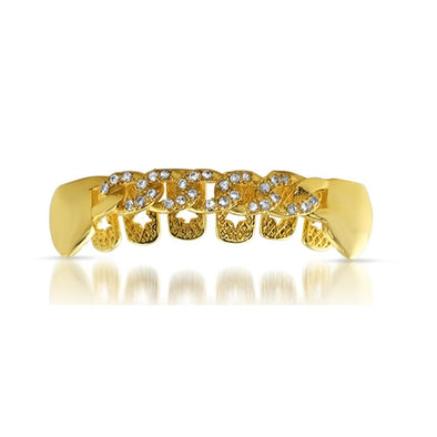 Gold Cuban Grillz CZ Bling Bottom