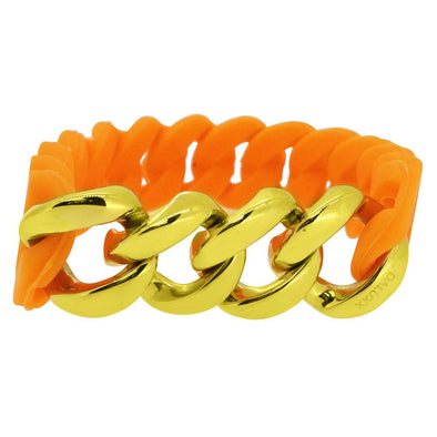 Gold Cuban Orange Rubber Bracelet