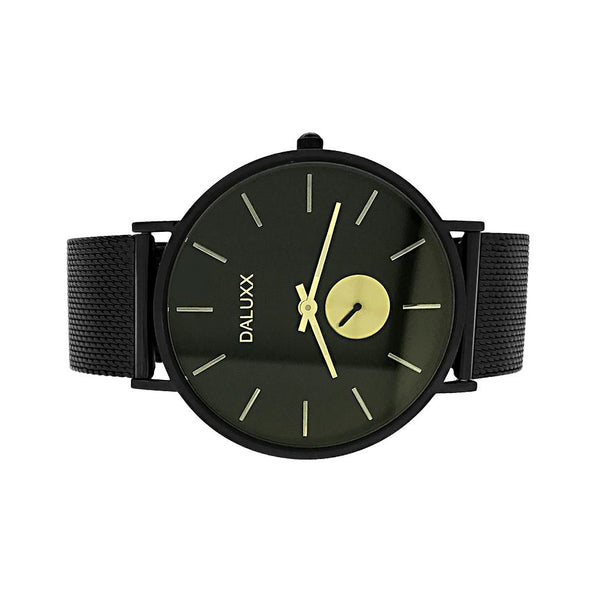 Black Mesh Watch Gold Subdial Markers