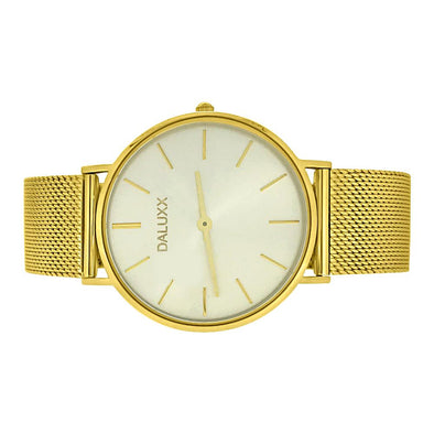 Slim Case Watch Gold Mesh Band Silver Dial