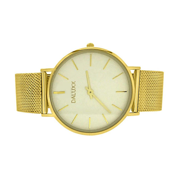 Slim Case Watch Gold Mesh Band White Dial