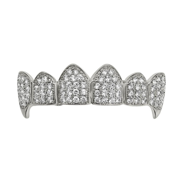 Vampire Grillz Bling CZ Silver Top Teeth