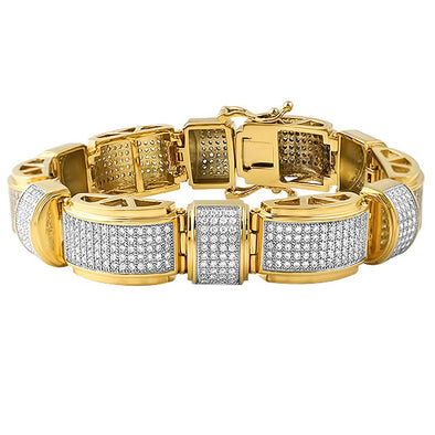 Gold Stainless Steel Domed Bar CZ Bracelet