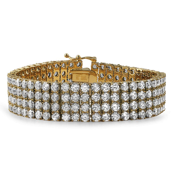 4 Row CZ Bracelet Gold Stainless Steel