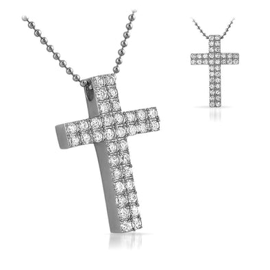 Double CZ Diamond Cross 316L