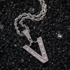 Baguette Letter Initial CZ Hip Hop Pendant + Free Chain