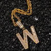 Baguette Letter Initial CZ Hip Hop Pendant + Free Chain