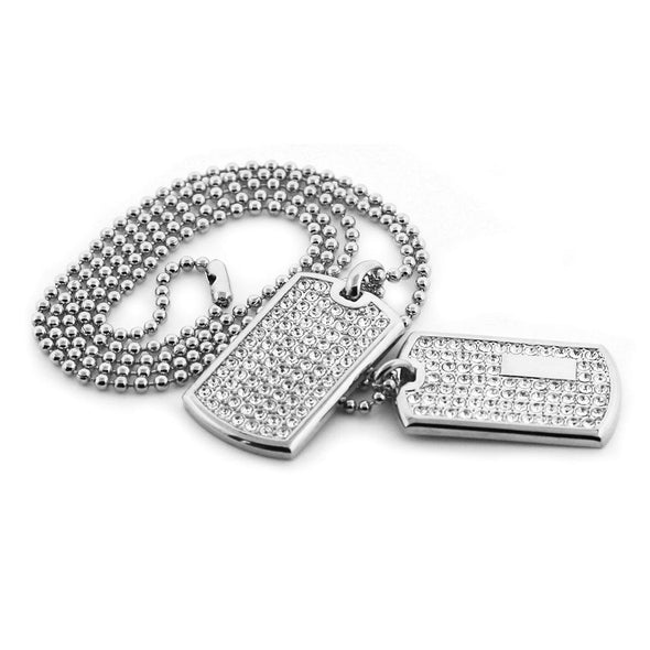 Double Dog Tag Set Rhodium