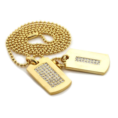 Gold Bling Bling 2 Dogtag Set