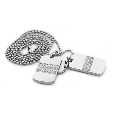 Double Dog Tag Ice Bars Rhodium