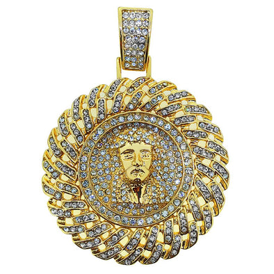 Gold Jesus Cuban Medallion