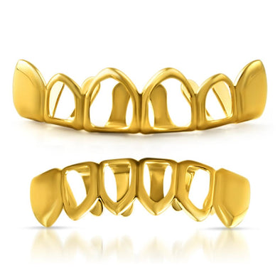 Grillz Set with 4 Open Gold Teeth
