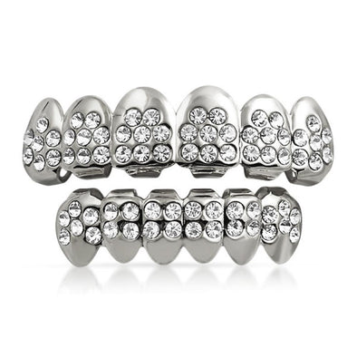 Silver Grillz Set Starburst Teeth