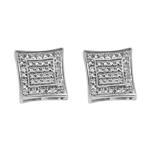 Diamond Kite Box Micro Pave Earrings .925 Silver