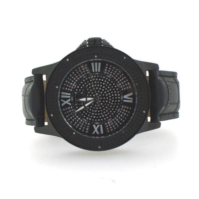 All Black Sports Watch Genuine Diamonds Super Techno