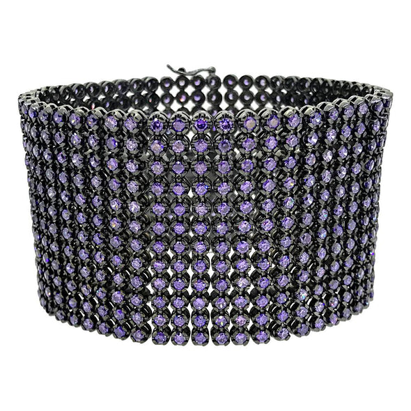CZ 12 Row Purple Stones Bracelet