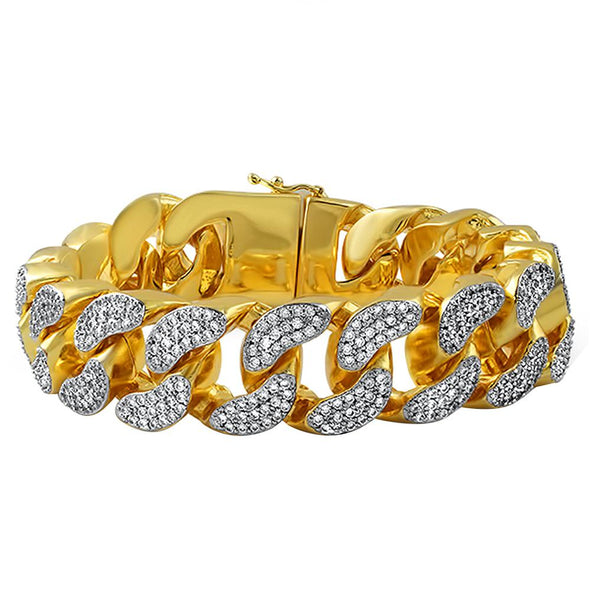 22MM Thick CZ Cuban Gold Bracelet