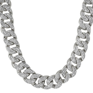 22MM Thick Rhodium CZ Cuban Chain